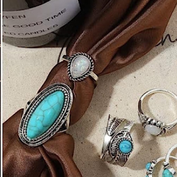 Large Turquoise Sterling Ring - Picture 2 of 6